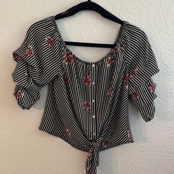 Tops - OLM Striped Floral Women's Top